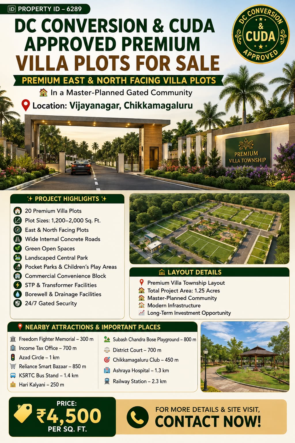 🆔 *PROPERTY ID – 6289* 🏡 *DC CONVERSION & CUDA APPROVED PREMIUM VILLA PLOTS FOR SALE*